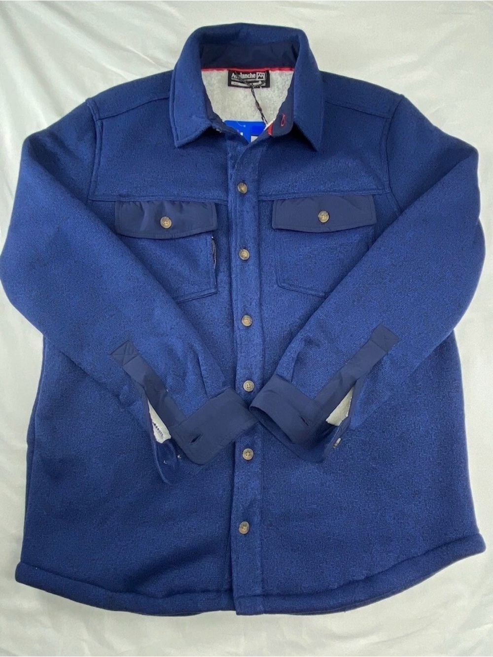 Avalanche Men’s Faux Shearling Lined Shirt Jacket Blue Relaxed Fit sz. LG NWT